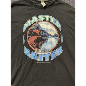 Master Baiter Worldwide Shirt Mens Large Black Funny Fishing Graphic Tee